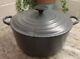 Vtg Le Creuset Dutch Oven #24 Matte Gray Cast Iron Withlid 4.5 Qt. Read R70