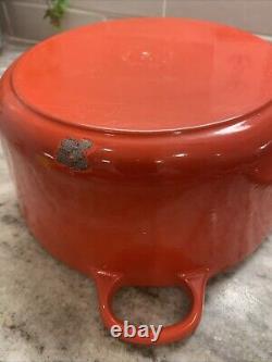 VTG Le Creuset Dutch Oven #24 Red Cast Iron withLid 4.5 Qt. READ