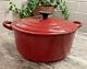 Vtg Le Creuset Dutch Oven #24 Red Cast Iron With Lid 4.5 Qt. Made In France