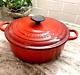Vtg Le Creuset Dutch Oven #24 Red Cast Iron With Lid 4.5 Qt. Made In France Euc