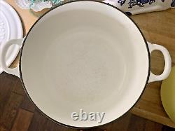 VTG Le Creuset Dutch Oven #24 White Cast Iron withLid 4.5 Qt. Made in France WEAR