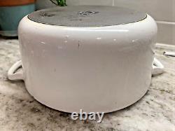 VTG Le Creuset Dutch Oven #24 White Cast Iron withLid 4.5 Qt. Made in France WEAR