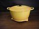 Vtg Le Creuset Dutch Oven #24 Yellow Cast Iron Withlid & Trivet France
