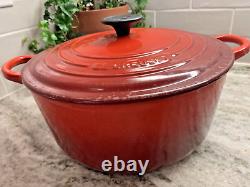 VTG Le Creuset France #26 Red Enameled Cast Iron 5.5 Qt Dutch Oven with Lid EUC