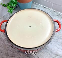 VTG Le Creuset France #26 Red Enameled Cast Iron 5.5 Qt Dutch Oven with Lid EUC