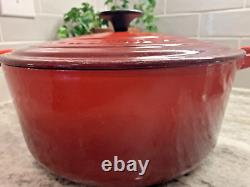 VTG Le Creuset France #26 Red Enameled Cast Iron 5.5 Qt Dutch Oven with Lid EUC