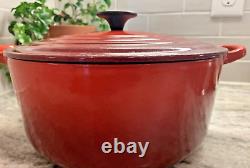 VTG Le Creuset France #26 Red Enameled Cast Iron 5.5 Qt Dutch Oven with Lid EUC