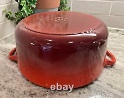 VTG Le Creuset France #26 Red Enameled Cast Iron 5.5 Qt Dutch Oven with Lid EUC