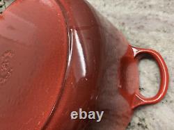 VTG Le Creuset France #26 Red Enameled Cast Iron 5.5 Qt Dutch Oven with Lid EUC