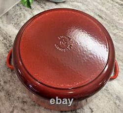 VTG Le Creuset France #26 Red Enameled Cast Iron 5.5 Qt Dutch Oven with Lid EUC