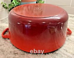 VTG Le Creuset France #26 Red Enameled Cast Iron 5.5 Qt Dutch Oven with Lid EUC