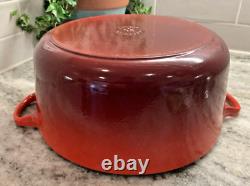 VTG Le Creuset France #26 Red Enameled Cast Iron 5.5 Qt Dutch Oven with Lid EUC