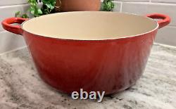 VTG Le Creuset France #26 Red Enameled Cast Iron 5.5 Qt Dutch Oven with Lid EUC