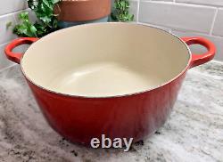 VTG Le Creuset France #26 Red Enameled Cast Iron 5.5 Qt Dutch Oven with Lid EUC