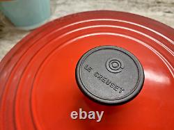 VTG Le Creuset France #26 Red Enameled Cast Iron 5.5 Qt Dutch Oven with Lid EUC