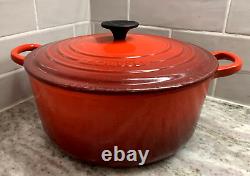 VTG Le Creuset France #26 Red Enameled Cast Iron 5.5 Qt Dutch Oven with Lid VGC