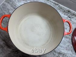 VTG Le Creuset France #26 Red Enameled Cast Iron 5.5 Qt Dutch Oven with Lid VGC