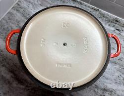 VTG Le Creuset France #26 Red Enameled Cast Iron 5.5 Qt Dutch Oven with Lid VGC