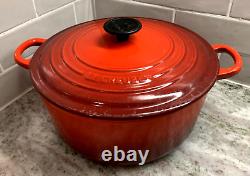 VTG Le Creuset France #26 Red Enameled Cast Iron 5.5 Qt Dutch Oven with Lid VGC