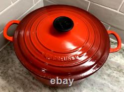 VTG Le Creuset France #26 Red Enameled Cast Iron 5.5 Qt Dutch Oven with Lid VGC