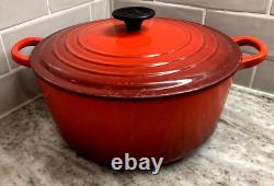 VTG Le Creuset France #26 Red Enameled Cast Iron 5.5 Qt Dutch Oven with Lid VGC