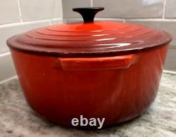 VTG Le Creuset France #26 Red Enameled Cast Iron 5.5 Qt Dutch Oven with Lid VGC