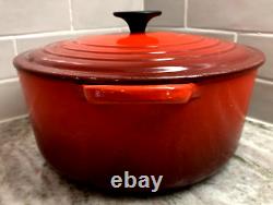 VTG Le Creuset France #26 Red Enameled Cast Iron 5.5 Qt Dutch Oven with Lid VGC