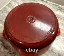 VTG Le Creuset France #26 Red Enameled Cast Iron 5.5 Qt Dutch Oven with Lid VGC