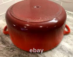 VTG Le Creuset France #26 Red Enameled Cast Iron 5.5 Qt Dutch Oven with Lid VGC