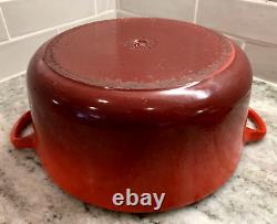 VTG Le Creuset France #26 Red Enameled Cast Iron 5.5 Qt Dutch Oven with Lid VGC