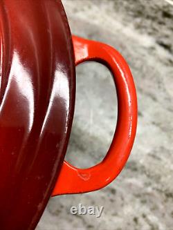 VTG Le Creuset France #26 Red Enameled Cast Iron 5.5 Qt Dutch Oven with Lid VGC