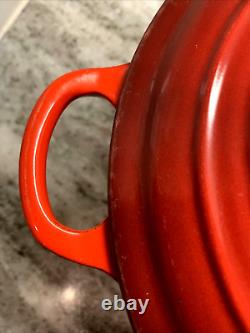 VTG Le Creuset France #26 Red Enameled Cast Iron 5.5 Qt Dutch Oven with Lid VGC