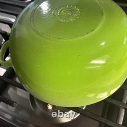 VTG Le Creuset Kiwi Green 2.75 Qt. Cast Iron Marmite French Dutch Oven withLid L52