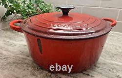 VTG Le Creuset Red Cast Iron Dutch Oven #26, 5.5 Qt. Large Exterior Chip