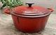 Vtg Le Creuset Red Cast Iron Dutch Oven #26, 5.5 Qt. Large Exterior Chip