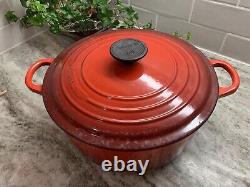 VTG Le Creuset Red Cast Iron Dutch Oven #26, 5.5 Qt. Large Exterior Chip