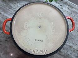 VTG Le Creuset Red Cast Iron Dutch Oven #26, 5.5 Qt. Large Exterior Chip