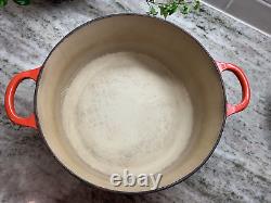 VTG Le Creuset Red Cast Iron Dutch Oven #26, 5.5 Qt. Large Exterior Chip