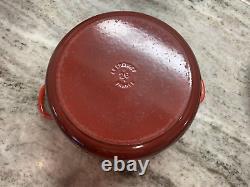 VTG Le Creuset Red Cast Iron Dutch Oven #26, 5.5 Qt. Large Exterior Chip