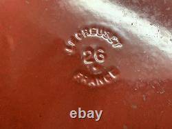 VTG Le Creuset Red Cast Iron Dutch Oven #26, 5.5 Qt. Large Exterior Chip