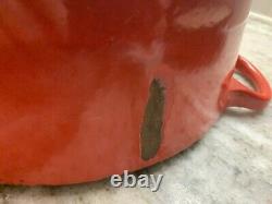 VTG Le Creuset Red Cast Iron Dutch Oven #26, 5.5 Qt. Large Exterior Chip