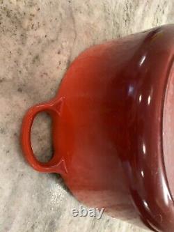 VTG Le Creuset Red Cast Iron Dutch Oven #26, 5.5 Qt. Large Exterior Chip