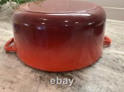 VTG Le Creuset Red Cast Iron Dutch Oven #26, 5.5 Qt. Large Exterior Chip