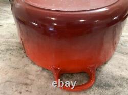 VTG Le Creuset Red Cast Iron Dutch Oven #26, 5.5 Qt. Large Exterior Chip