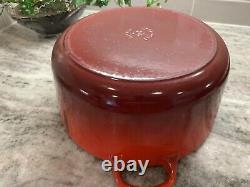 VTG Le Creuset Red Cast Iron Dutch Oven #26, 5.5 Qt. Large Exterior Chip