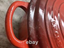 VTG Le Creuset Red Cast Iron Dutch Oven #26, 5.5 Qt. Large Exterior Chip