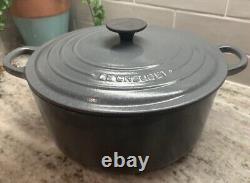 VTG RARE COLOR Le Creuset Blue Gray Cast Iron Dutch Oven #26, 5.5 Qt