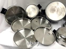 VTG SALAD MASTER Stainless Steel Cookware Set 12pc Vapo lids Dutch Oven lid USA