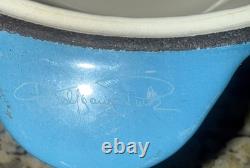 VTG Wolfgang Puck Cast Iron Blue Enameled Dutch Oven With Frying Pan Lid 2 In 1