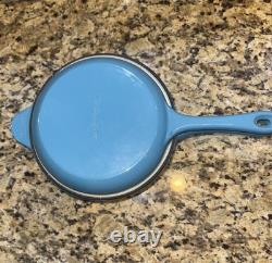 VTG Wolfgang Puck Cast Iron Blue Enameled Dutch Oven With Frying Pan Lid 2 In 1